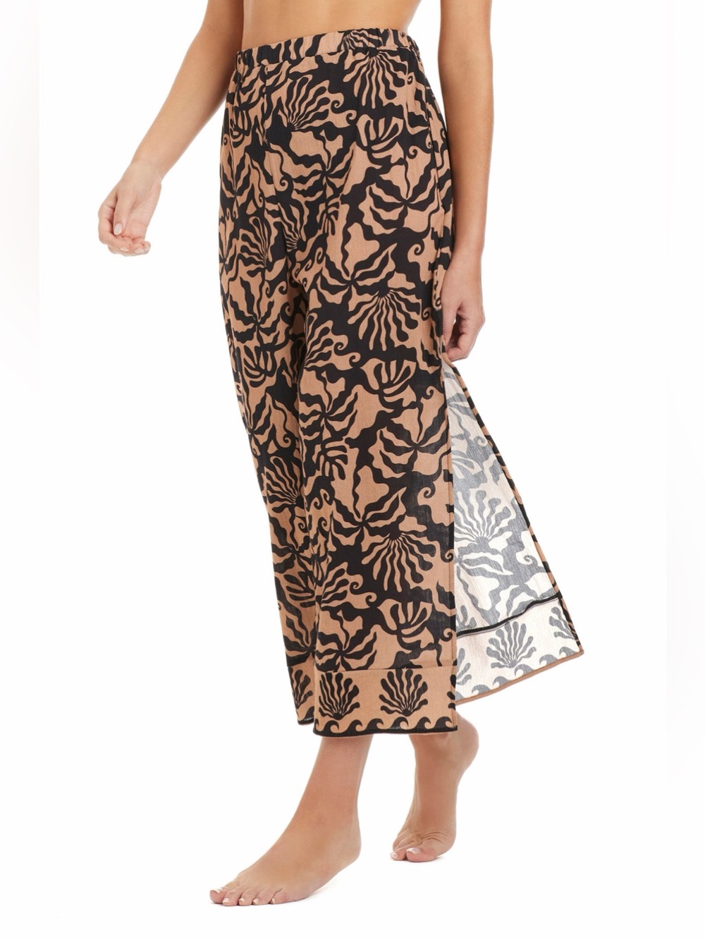 Sanctuary Side Slit Crop Cotton Cover-Up Pants